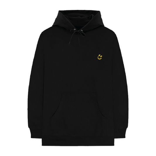 Black hoodie with a yellow logo 
